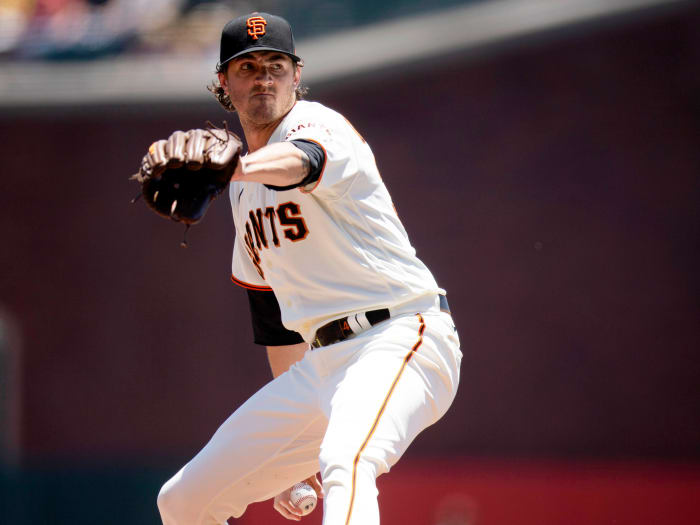 Jun 17, 2021; San Francisco, California, USA; San Francisco Giants starting pitcher Kevin Gausman (34) delivers a pitch against the Arizona Diamondbacks during the first inning at Oracle Park.